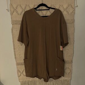 FP Movement Hot Shot Tee Romper in Mocha Latte
